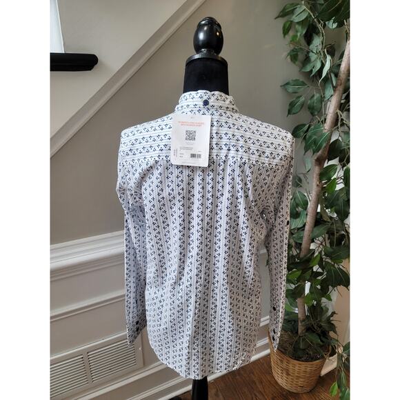 Patagonia Button Up Shirt Women's Size 6 White Blue Organic Cotton Long Sleeve - Picture 6 of 15